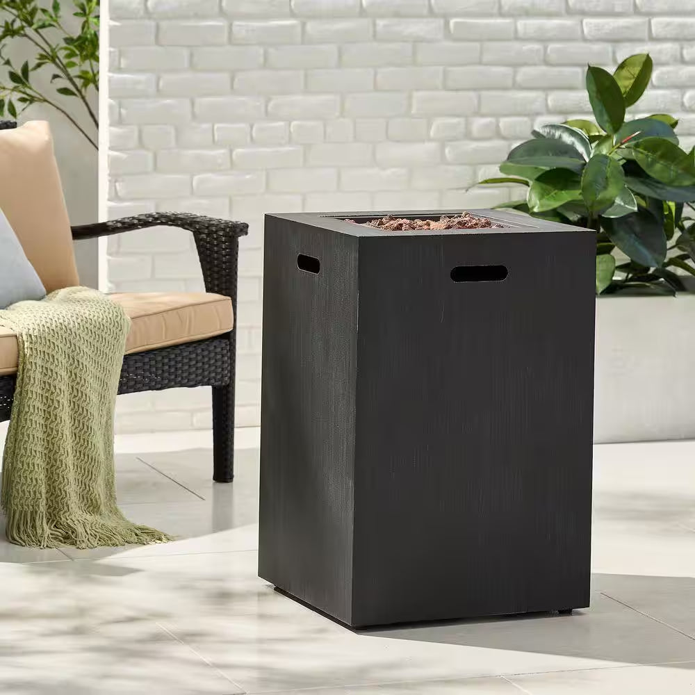 19.5 In. Brushed Black Square Propane Outdoor Fire Pit