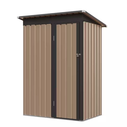 4.27 Ft. W X 2.42 Ft. D Brown Metal Shed with Hinge Door (10.33 Sq. Ft. )