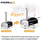 16 In. Propane and Wood Fired Stainless Steel Outdoor Pizza Oven with Gas Burner, Black