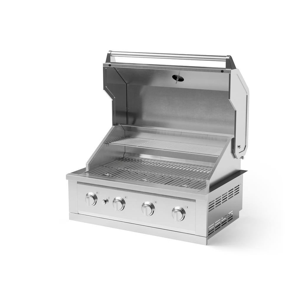 Outdoor Kitchen Built-In 4-Burner Stainless Steel Grill Cart with Propane Gas Performance Grill, 40 In.