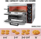 Commercial Pizza Oven Double Oven 1700W 16 Inch Stainless Steel Pizza Electric Countertop Pizza and Snack Oven Multipurpose Indoor Pizza Oven for Restaurant Home Pretzels Roast Yakitori 110V