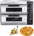 Commercial Pizza Oven Double Oven 1700W 16 Inch Stainless Steel Pizza Electric Countertop Pizza and Snack Oven Multipurpose Indoor Pizza Oven for Restaurant Home Pretzels Roast Yakitori 110V