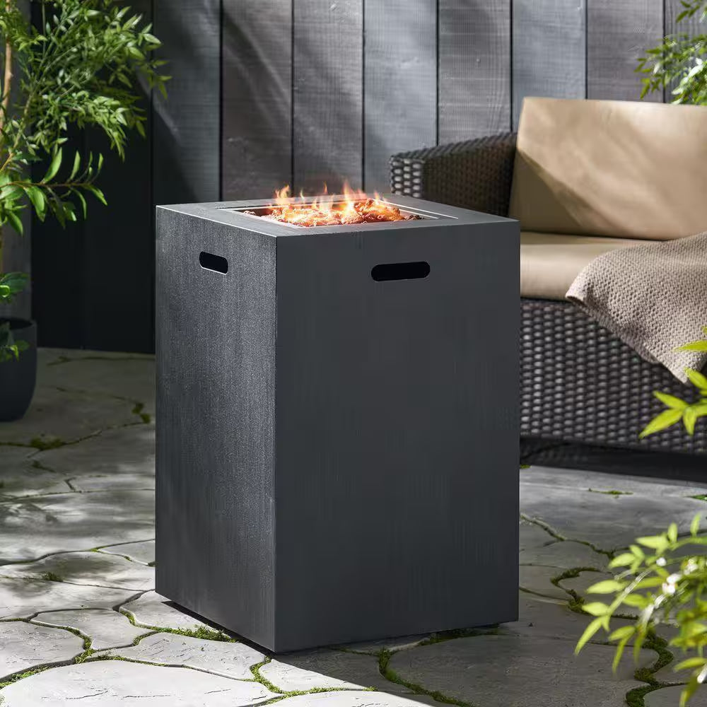19.5 In. Brushed Black Square Propane Outdoor Fire Pit