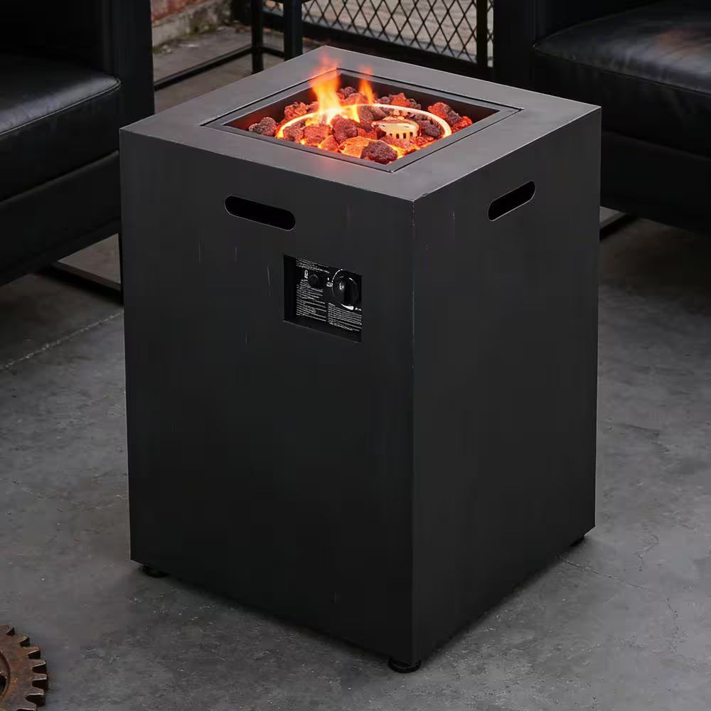 19.5 In. Brushed Black Square Propane Outdoor Fire Pit