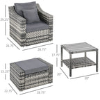 5 Piece Patio Furniture Set, Chairs, Ottoman, Coffee Table, Gray