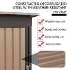 4.27 Ft. W X 2.42 Ft. D Brown Metal Shed with Hinge Door (10.33 Sq. Ft. )