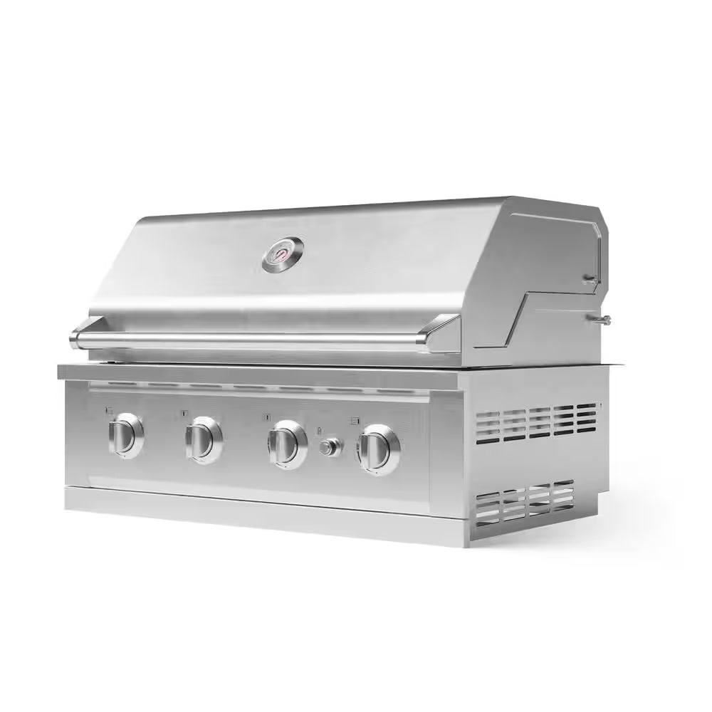 Outdoor Kitchen Built-In 4-Burner Stainless Steel Grill Cart with Propane Gas Performance Grill, 40 In.