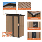 4.27 Ft. W X 2.42 Ft. D Brown Metal Shed with Hinge Door (10.33 Sq. Ft. )