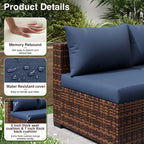 Patio Furniture Set, Outdoor Patio Furniturewicker Sectional Furniture Set, 7 Pieces Outdoor Sectional Sofa with Fire Pit Table, Outdoor Patio Furniture Set for Outdoor Furniture (Navy Blue)