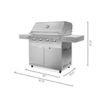 Outdoor Kitchen Built-In 4-Burner Stainless Steel Grill Cart with Propane Gas Performance Grill, 40 In.