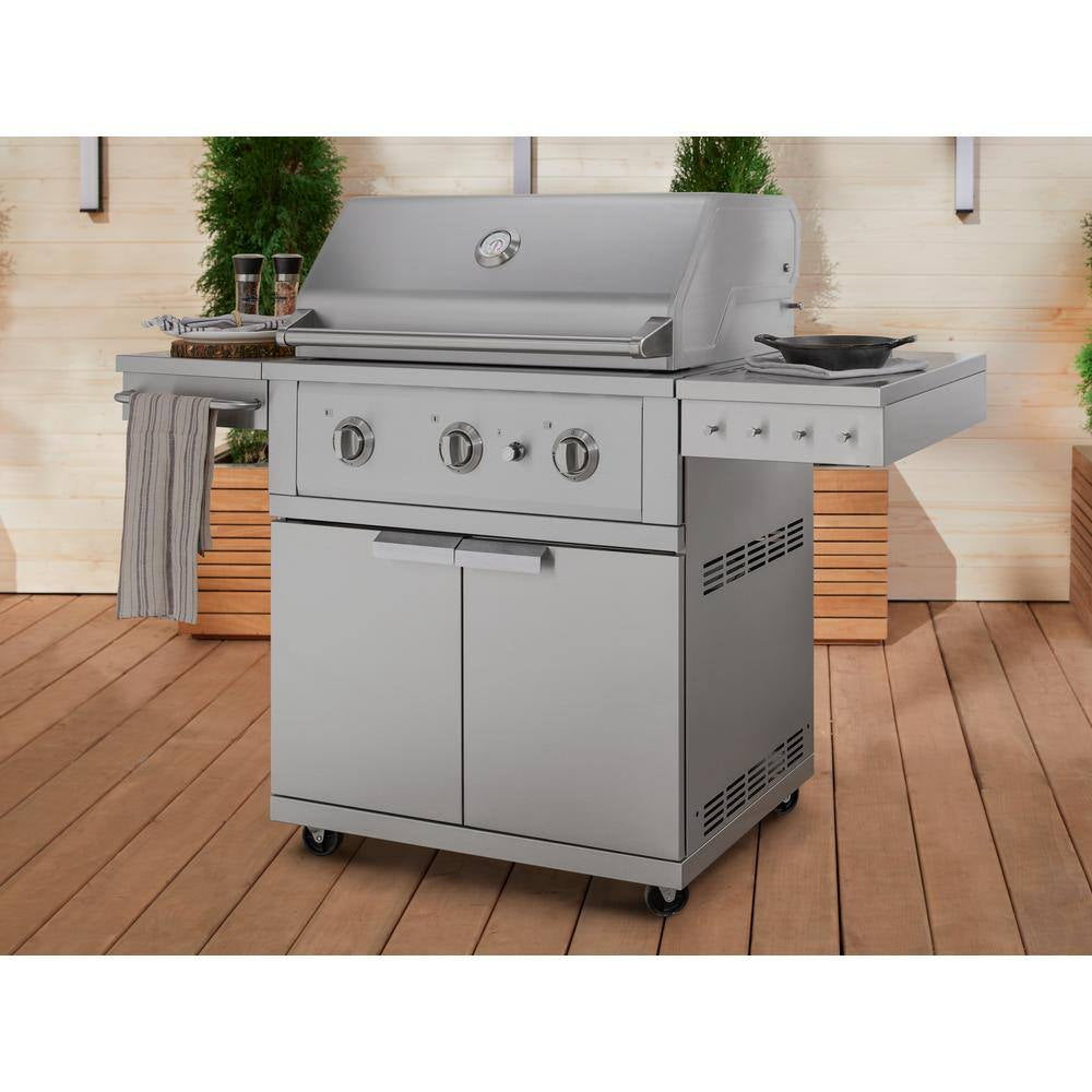 Outdoor Kitchen Built-In 4-Burner Stainless Steel Grill Cart with Propane Gas Performance Grill, 40 In.