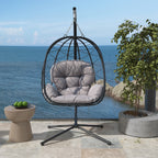 Adult Steel Egg Hanging Chair with Cushion, Black