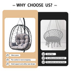 Adult Steel Egg Hanging Chair with Cushion, Black