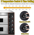 Commercial Pizza Oven Double Oven 1700W 16 Inch Stainless Steel Pizza Electric Countertop Pizza and Snack Oven Multipurpose Indoor Pizza Oven for Restaurant Home Pretzels Roast Yakitori 110V