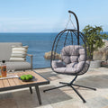 Adult Steel Egg Hanging Chair with Cushion, Black