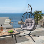 Adult Steel Egg Hanging Chair with Cushion, Black