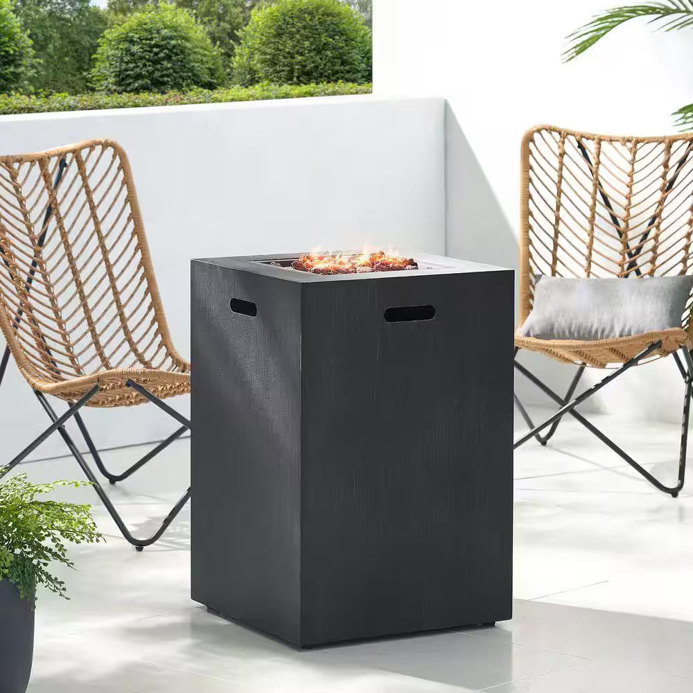 19.5 In. Brushed Black Square Propane Outdoor Fire Pit