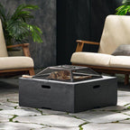 29 In. Dark Gray Square Wood Outdoor Fire Pit