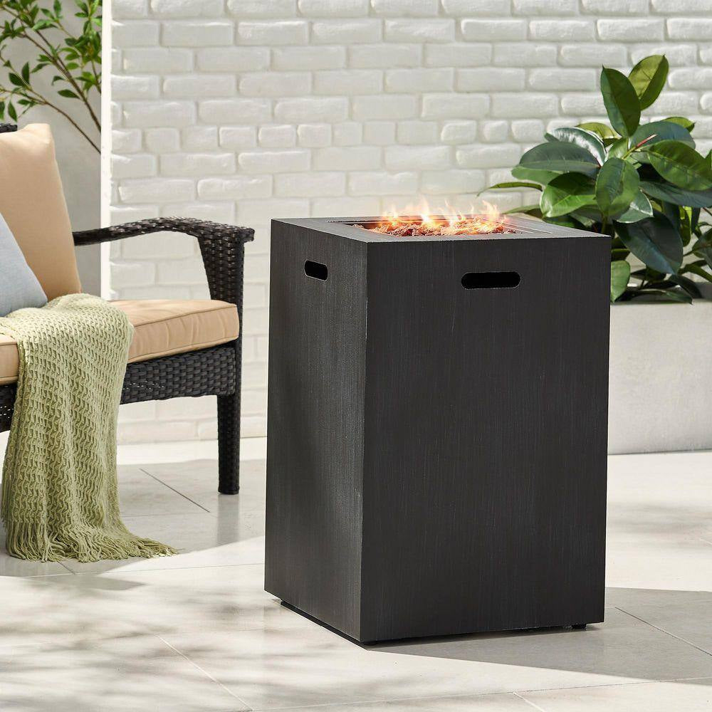 19.5 In. Brushed Black Square Propane Outdoor Fire Pit