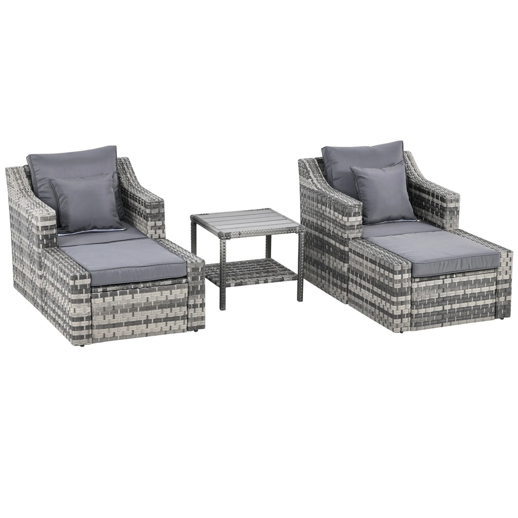 5 Piece Patio Furniture Set, Chairs, Ottoman, Coffee Table, Gray
